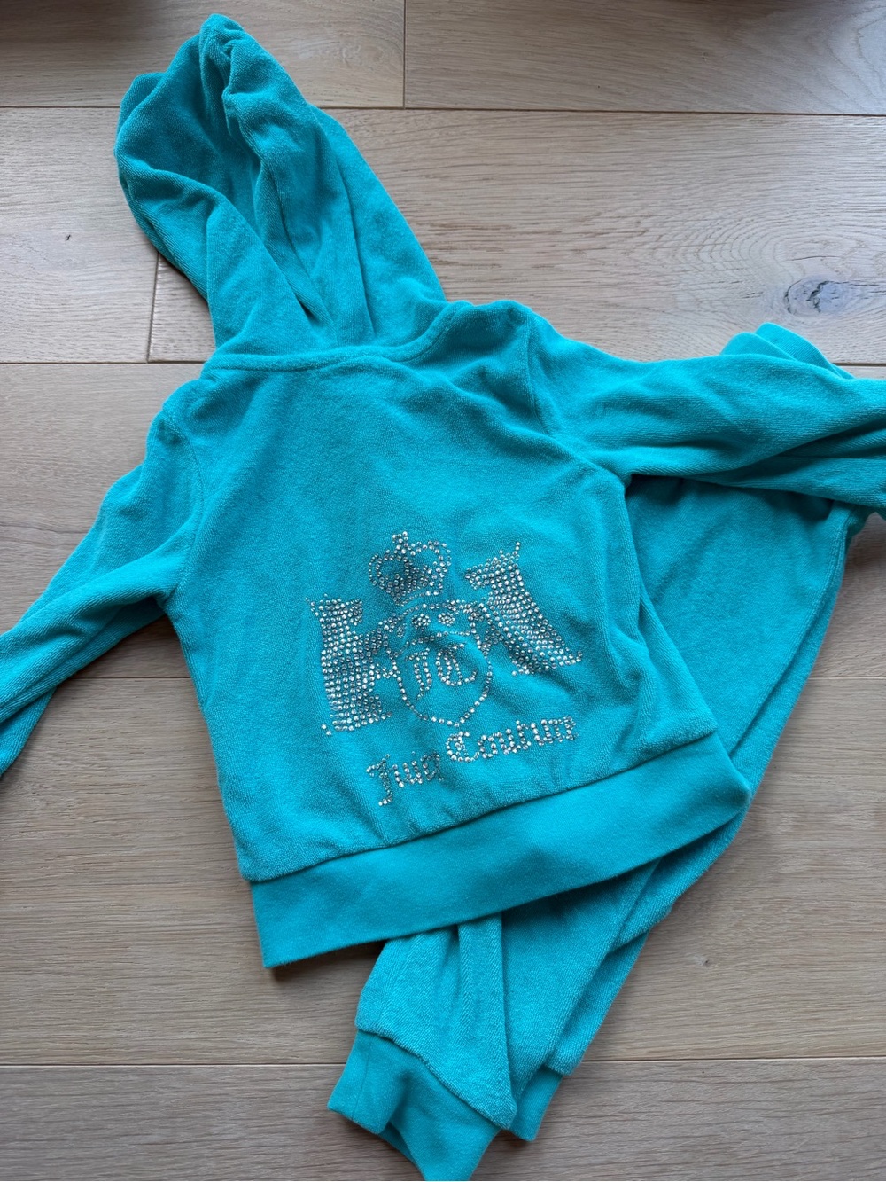Juicy Couture Toddler Velour Tracksuit Set Teal Rhinestone 18M - Picture 5 of 6